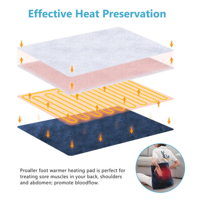 Calentador Eléctrico De Pies Almohadilla Térmica Extra Grande Con 3 Niveles De Calor Y Apagado Automático