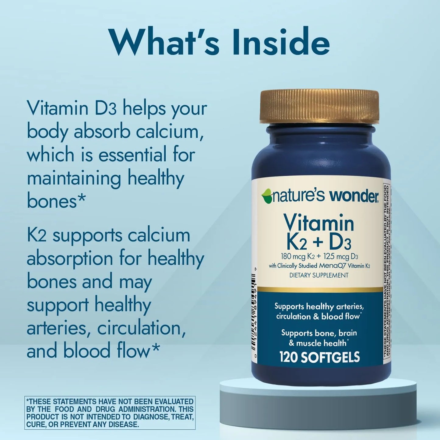 Vitamina K2 D3 MenaQ7 120 Capsulas Salud Cardiovascular Osea E Inmunologica