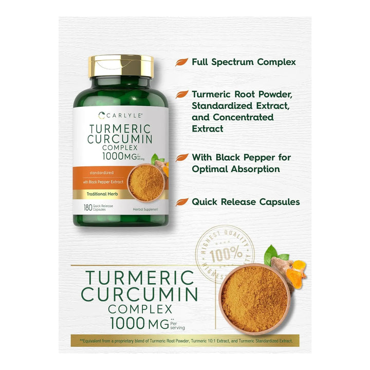 Cápsulas De Cúrcuma Carlyle 1000mg Complemento Natural Sin Gluten - Imagen 5