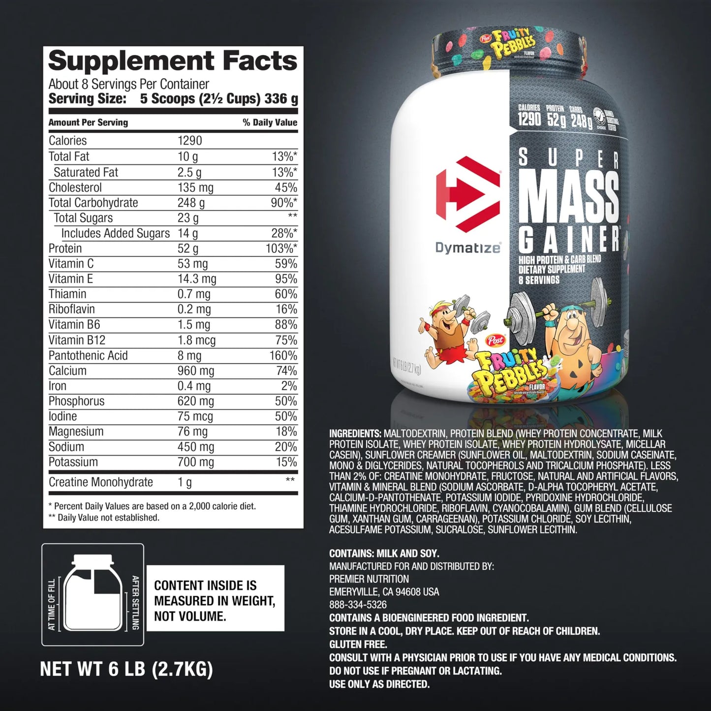 Super Mass Gainer Proteína En Polvo 1290 Calorías 1.83 Kg Sabor Fruity Pebbles
