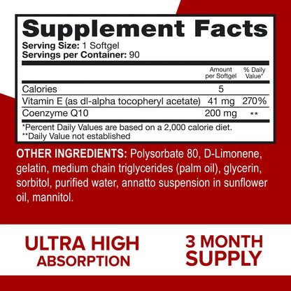 Capsulas Blandas Coq10 200 Mg Ultra Alta Absorcion Antioxidante Salud Cardiovascular