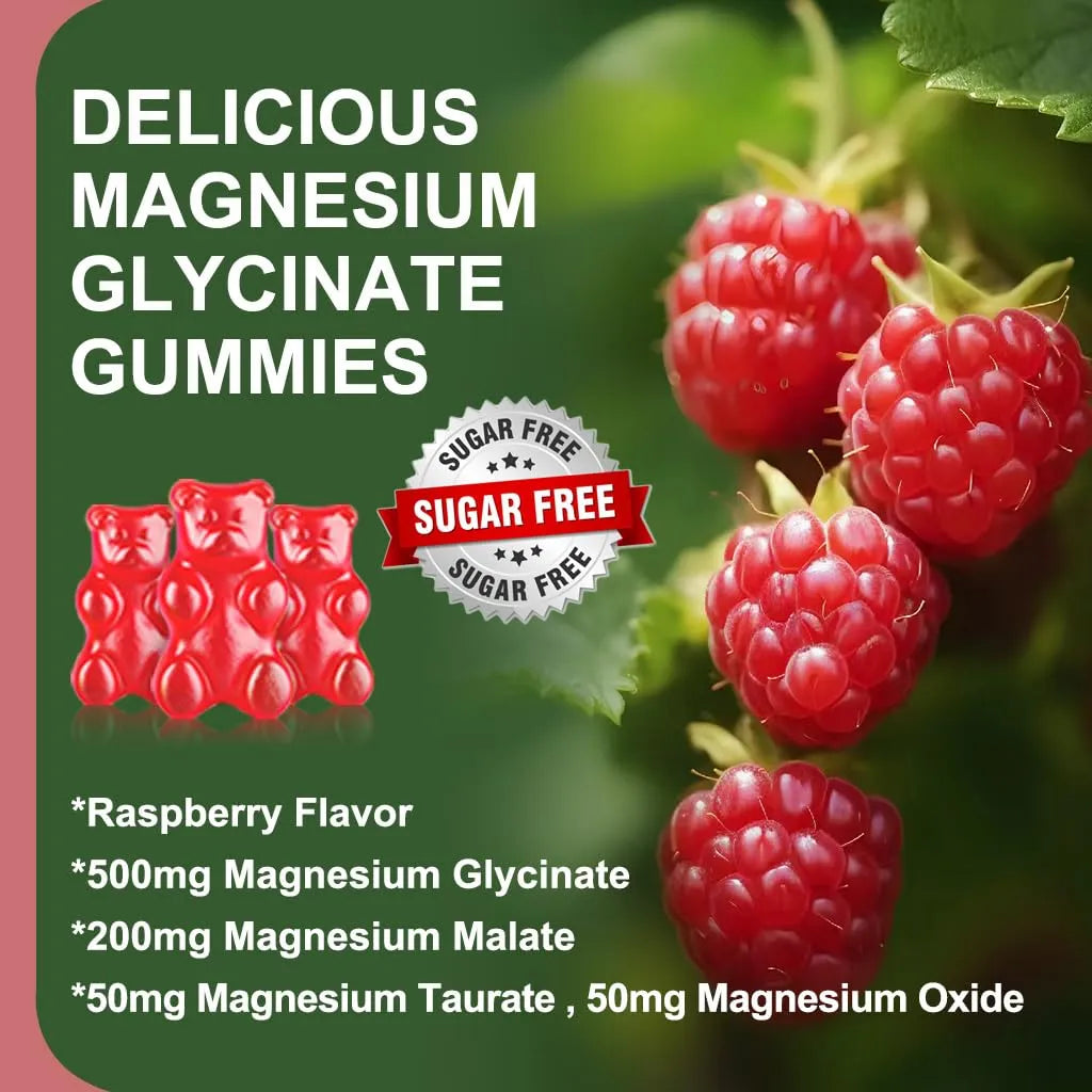 Gomitas De Magnesio 500 Mg Con Malato Taurato Óxido Coq10 Vitamina B6 y D3 Para Relajación y Bienestar