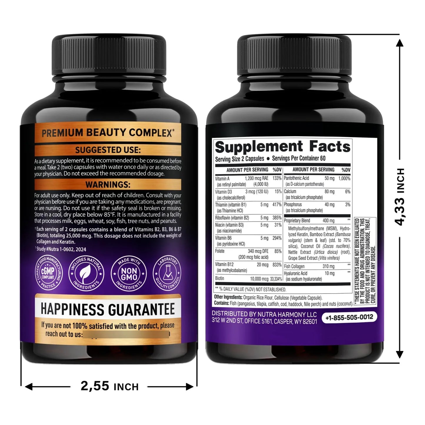 Biotina Colágeno Queratina 25000 Mcg Suplemento Cabello Piel Uñas Vitaminas B