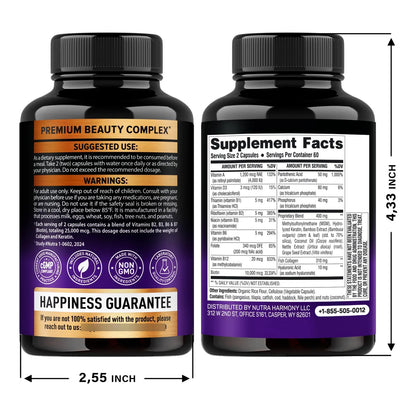 Biotina Colágeno Queratina 25000 Mcg Suplemento Cabello Piel Uñas Vitaminas B