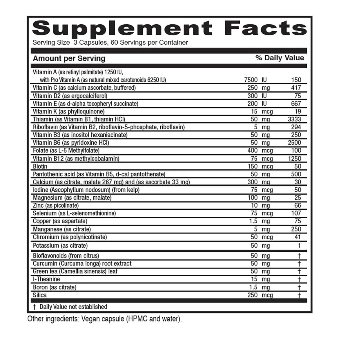 Multivitaminico Mineral Alta Potencia Mujeres 50 65 Años Vegano 180 Capsulas