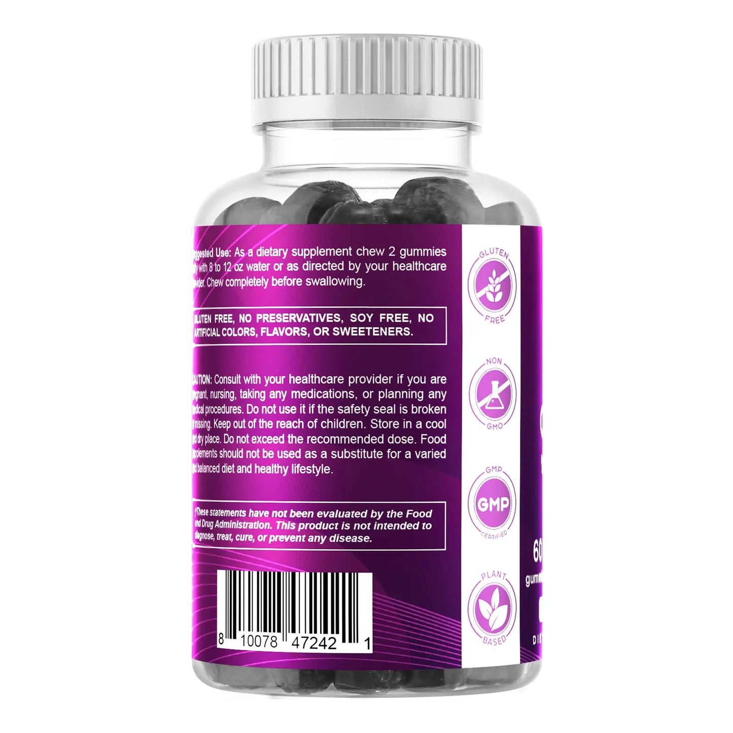 Gomitas De Hierro Sabor Frambuesa 65 Mg Suplemento Vegano Con Vitamina C
