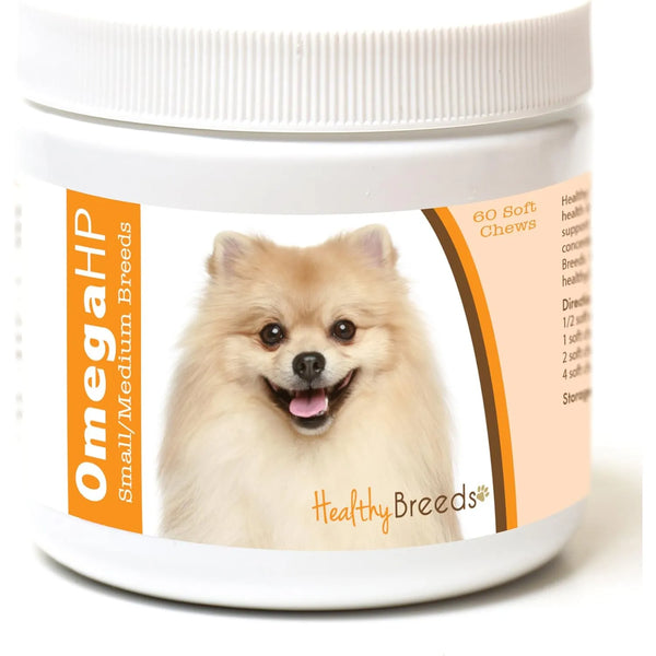 Masticables Suaves Omega Hp Para Piel Y Pelaje De Pomeranian Healthy Breeds 60 Unidades