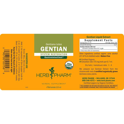Extracto Liquido Organico De Genciana 120ml Apoyo Digestivo Certificado