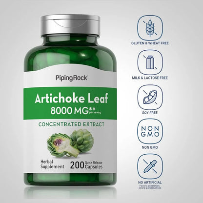 Capsulas Extracto Alcachofa 8000 Mg 200 Unidades Detox Natural Sin Gluten