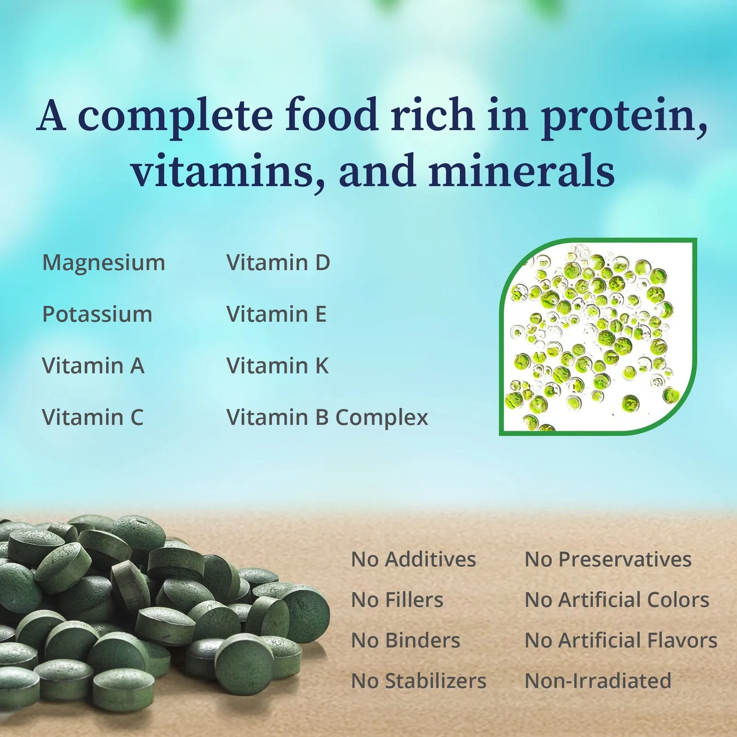 Chlorella Pyrenoidosa Orgánica Pared Celular Agrietada Superalimento Nutracéutico