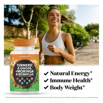 Suplemento De Curcumina Moringa Y Jengibre 30000 Mg Soporte Articular Y Energía