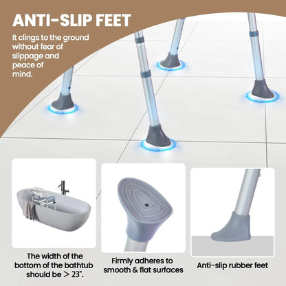 Silla De Ducha Plegable 5 Niveles Ajustables Pies Antideslizantes Segura Y Cómoda