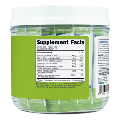 Complejo Electrolitos Hidratacion Avanzada Sabor Manzana Verde 40 Paquetes Nutricost