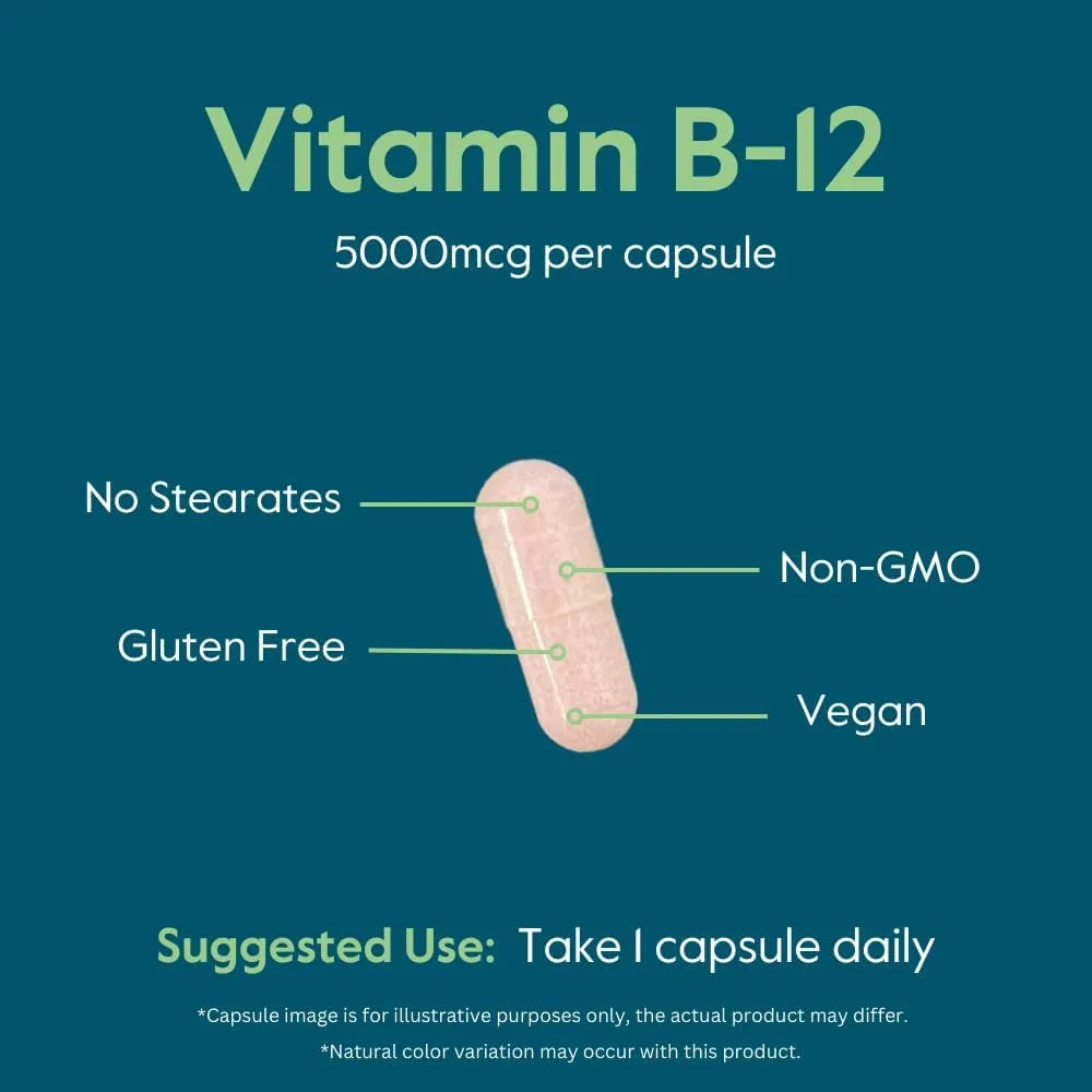 Vitamina B12 Metilcobalamina 5000mcg 240 Cápsulas Veganas Bestvite Energía Y Vitalidad