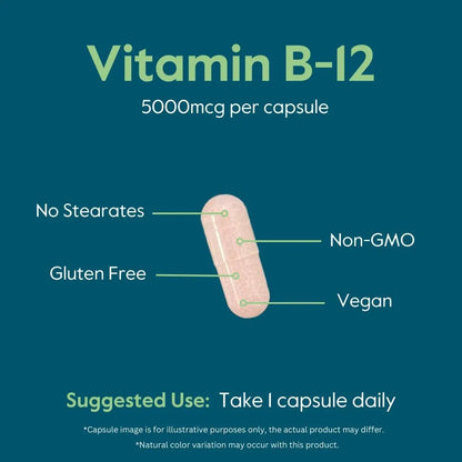 Vitamina B12 Metilcobalamina 5000mcg 240 Cápsulas Veganas Bestvite Energía Y Vitalidad