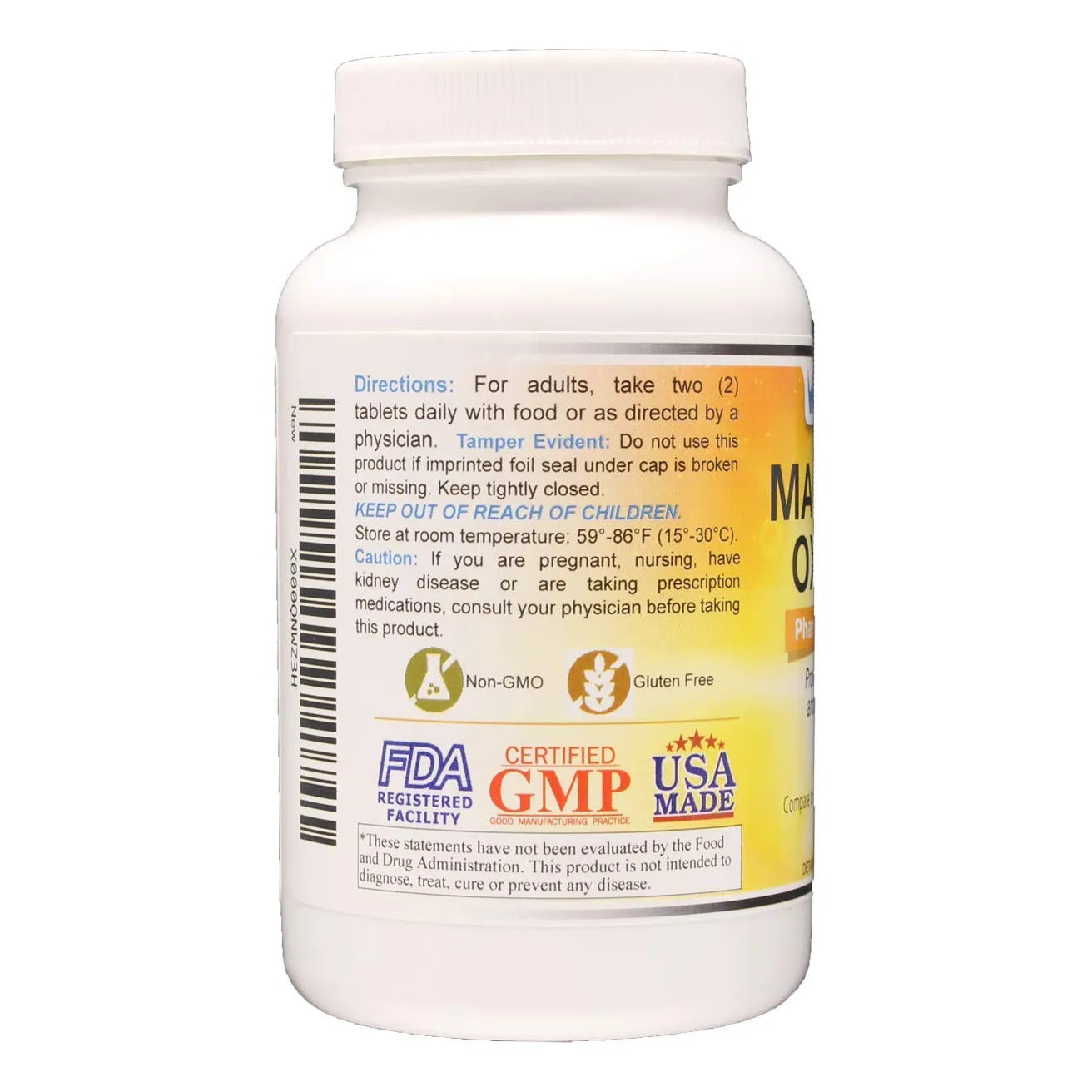 Óxido De Magnesio 483 Mg 250 Tabletas Grado Farmacéutico Salud Ósea Y Cardiovascular