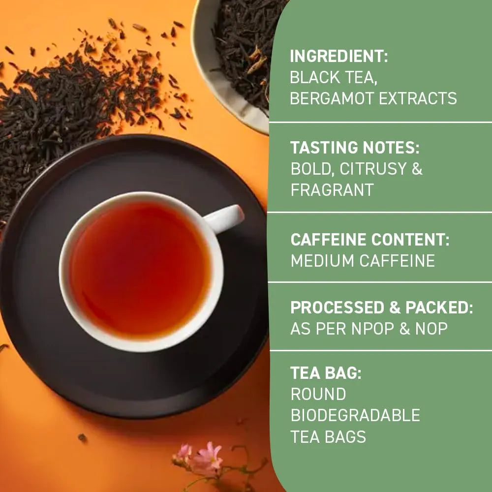 Té Negro Earl Grey Orgánico HANDPICK 100 Bolsitas Doble Bergamota