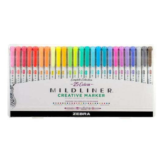 Rotuladores Mildliner Zebra Pen Surtido 25 Unidades Punta Doble Colores Vibrantes