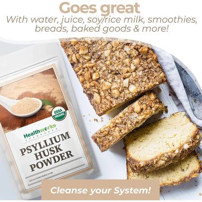 Polvo De Cascara De Psyllium Natural 454 Gramos Healthworks Para Digestión Y Bienestar
