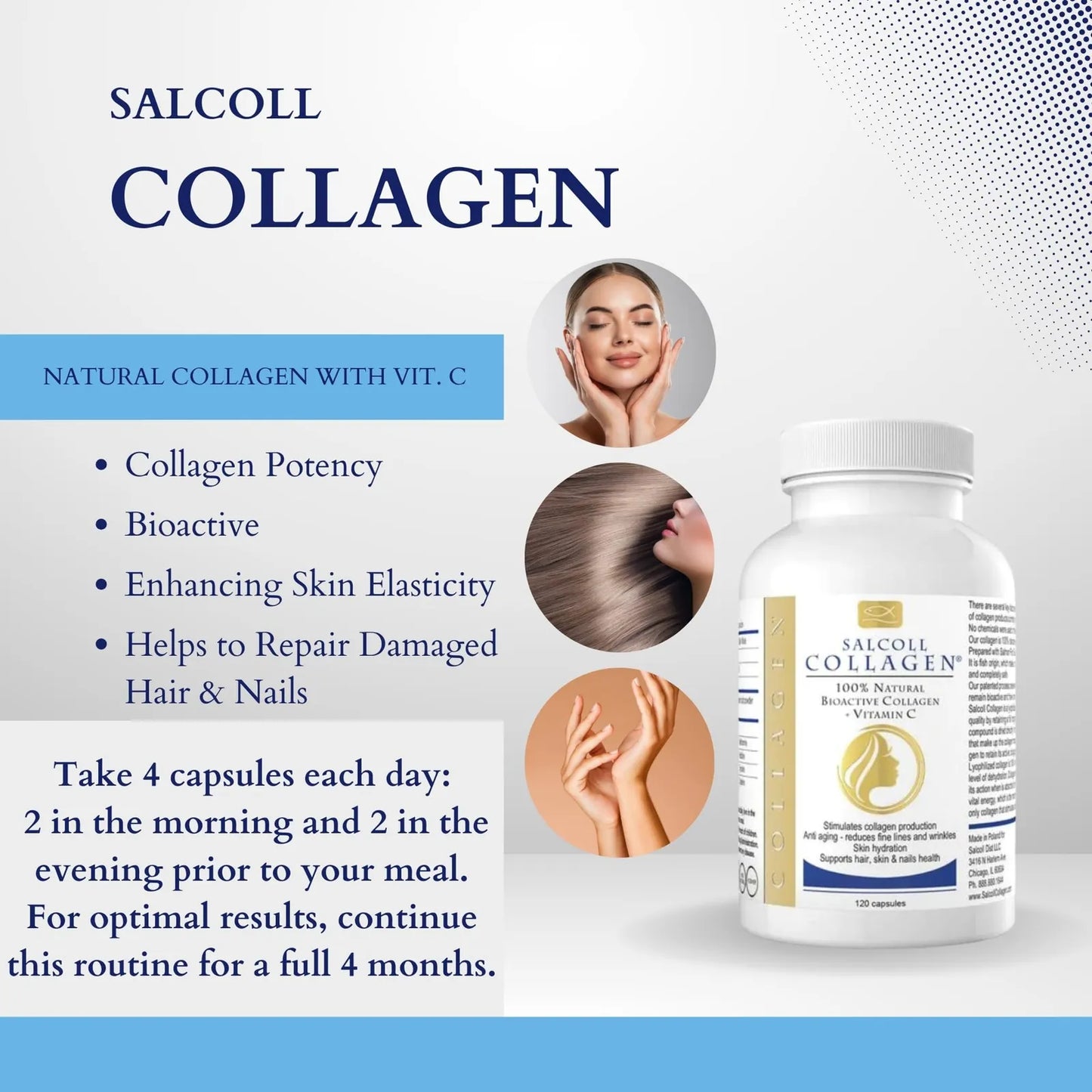 Cápsulas De Colágeno Marino Bioactivo Piel Cabello Uñas Antienvejecimiento