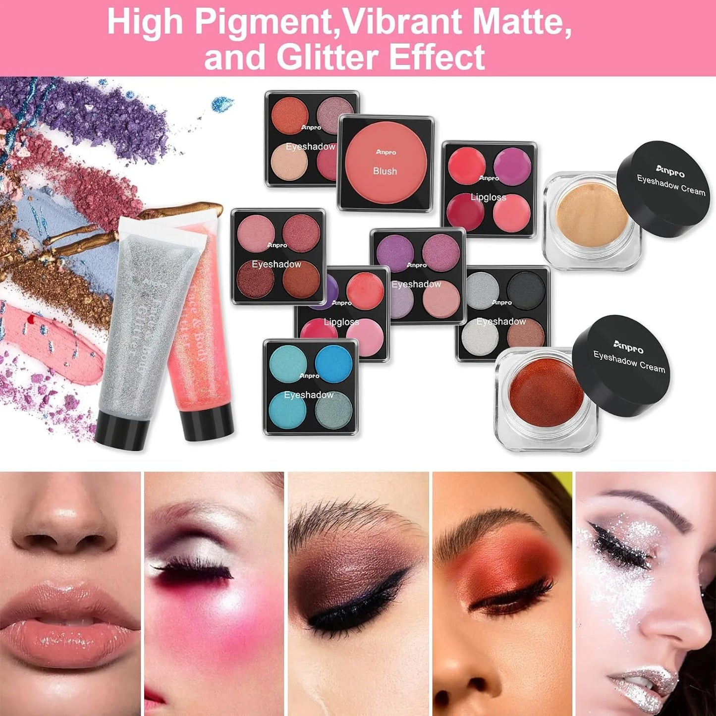Estuche De Maquillaje Completo Con Brochas Y Lápices Labiales SOMOS IMPORTACIONES GOLD Kit Profesional