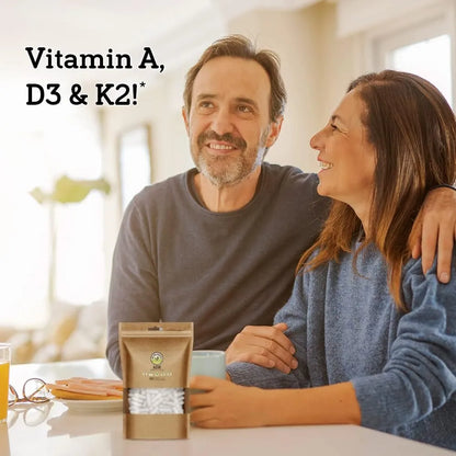 Vitamina ADK 90 Cápsulas Salud Ósea Cardíaca Absorción Calcio Vegano