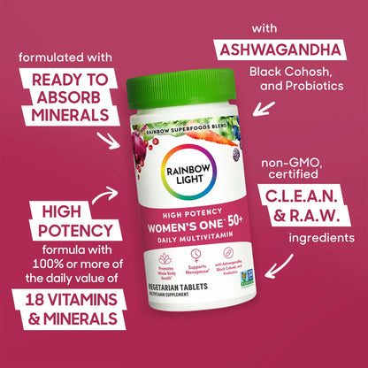 Multivitaminico Rainbow Light One 50 Mujeres 50 Plus Con Probioticos Vitamina C D Zinc