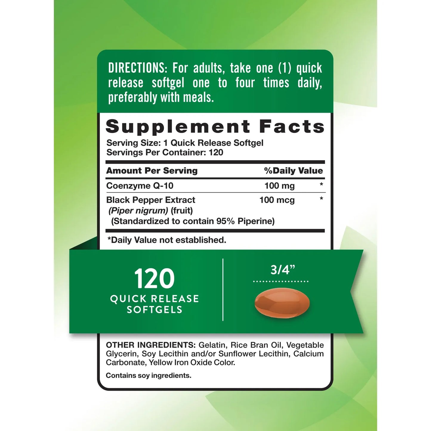 Coenzima Q10 100mg 120 Capsulas Blandas Alta Absorción NatureS Truth