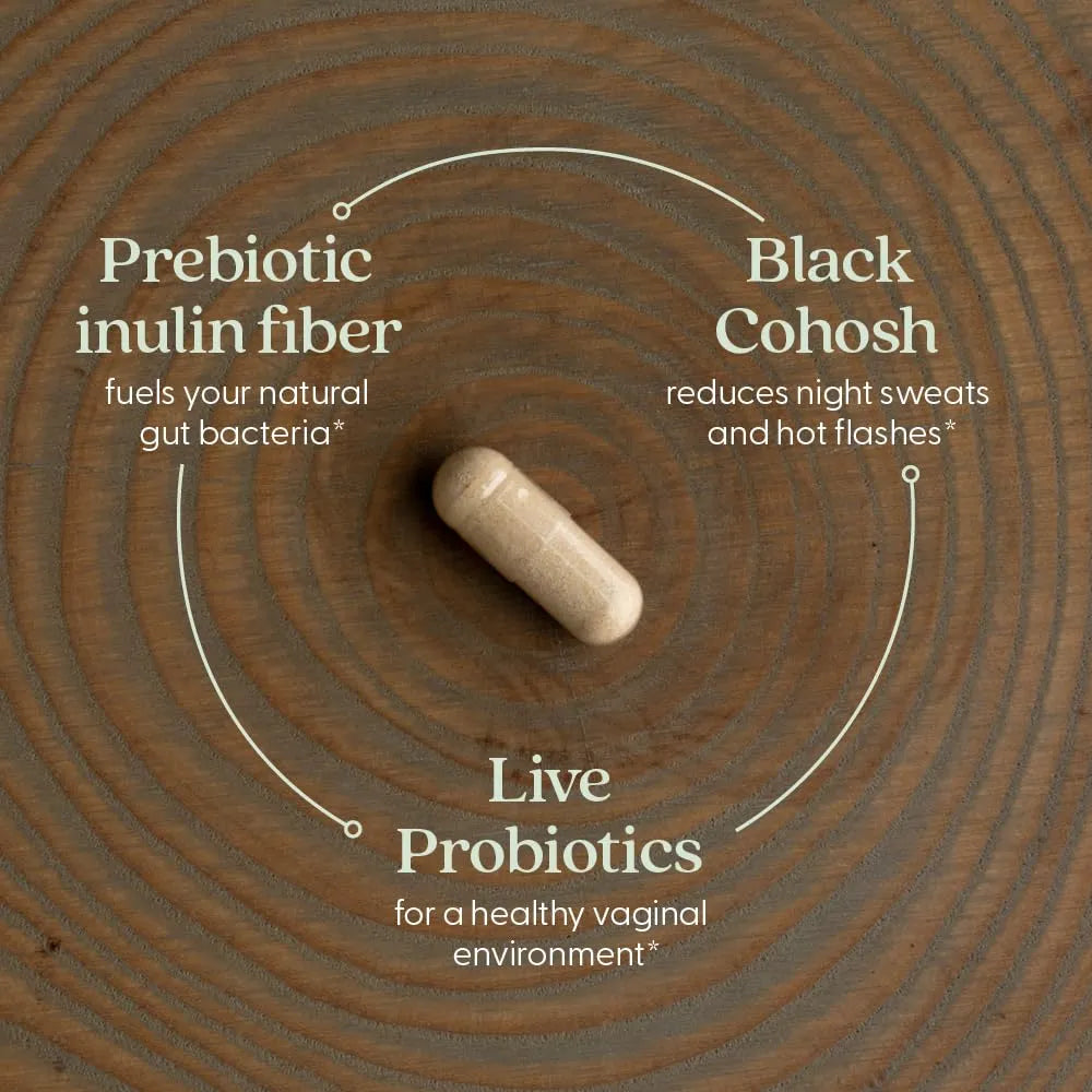 Probiótico Para Menopausia Con Cohosh Negro Alivia Sofocos 30 Cápsulas Vegano