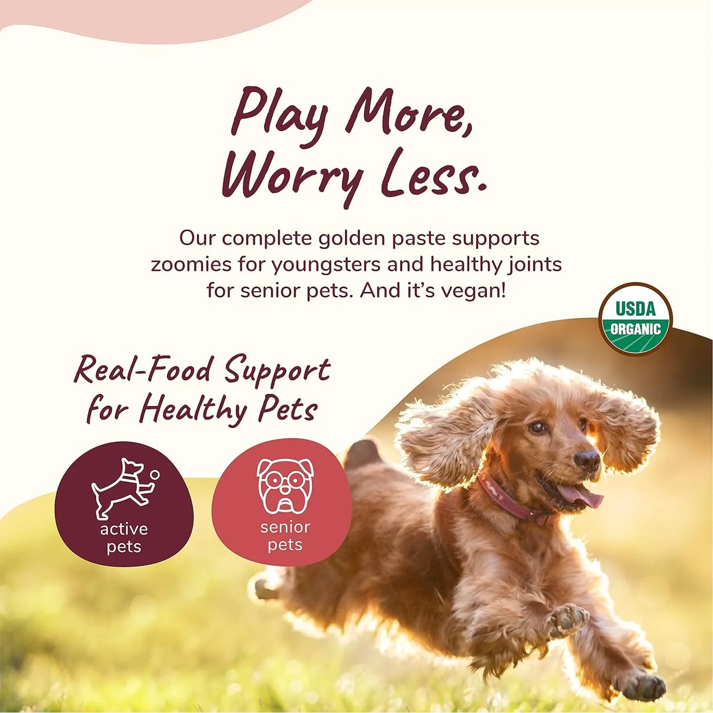 Suplemento Orgánico Articulaciones Perros Gatos Con Cúrcuma Y Pimienta Negra USDA Organic
