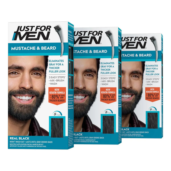 Just For Men Tinte Barba Y Bigote M55 Real Black X3 Nutricion Y Color Duradero