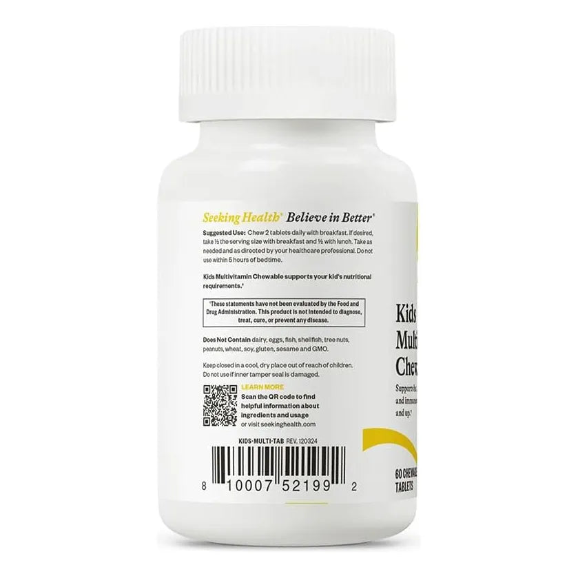 Multivitaminico Masticable Para Niños Con L Metilfolato Y B12 Sabor Delicioso