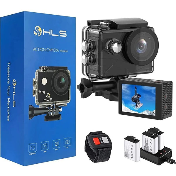 Camara De Accion Impermeable HLS Estabilizacion 4K Con 3 Baterias HCAM20