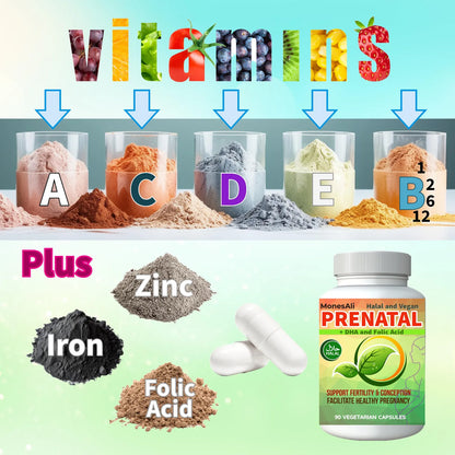 Vitaminas Prenatales Halal Con DHA Ácido Fólico Y Hierro Gomitas Sabor Naranja