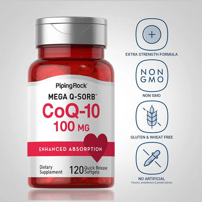 Coq10 100mg 120 Capsulas Blandas Con Extracto De Pimienta Negra Suplemento Energia Y Antioxidante