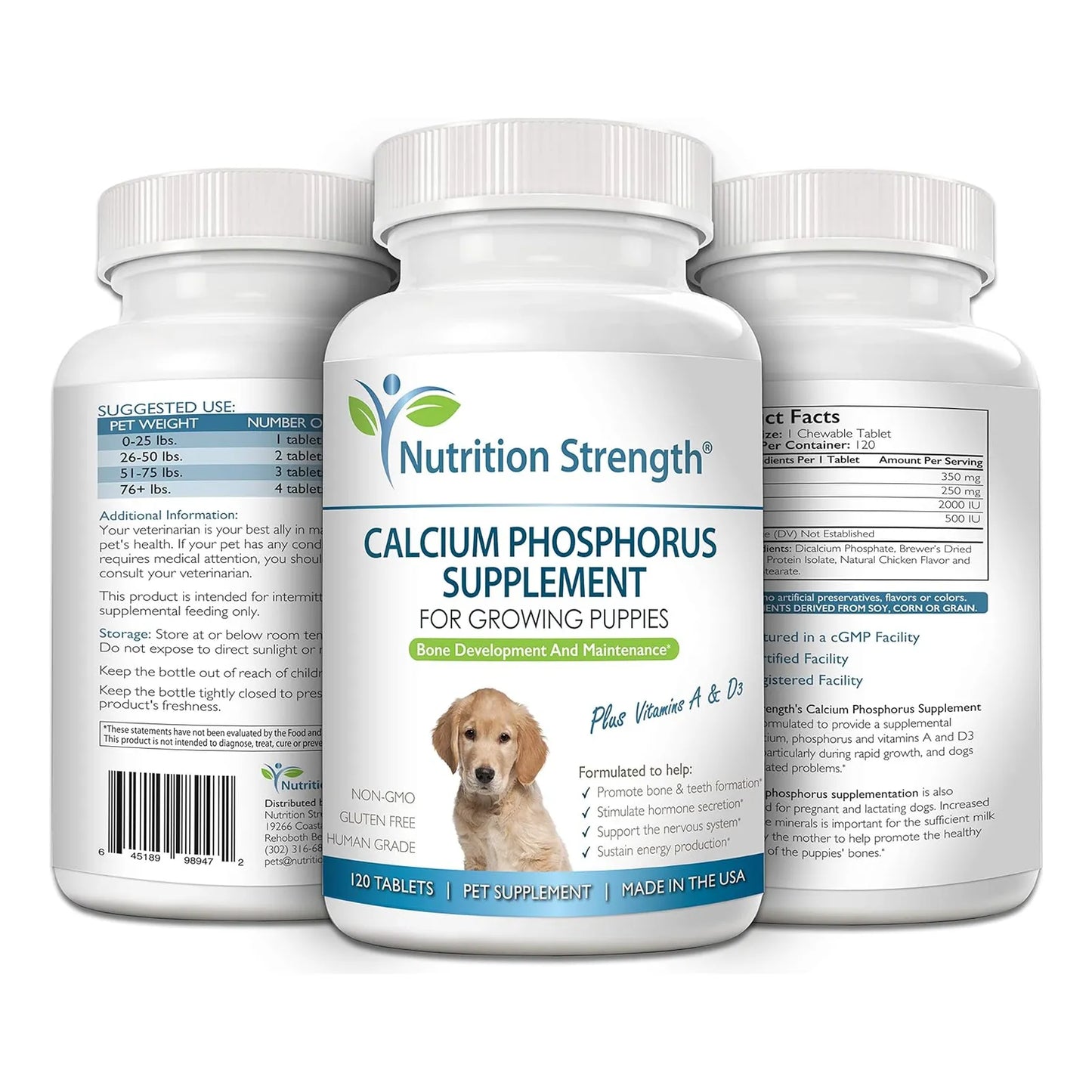 Calcio Fosfato Masticable Para Perros Cachorros Huesos Salud Importado Eeuu 120 Tabletas