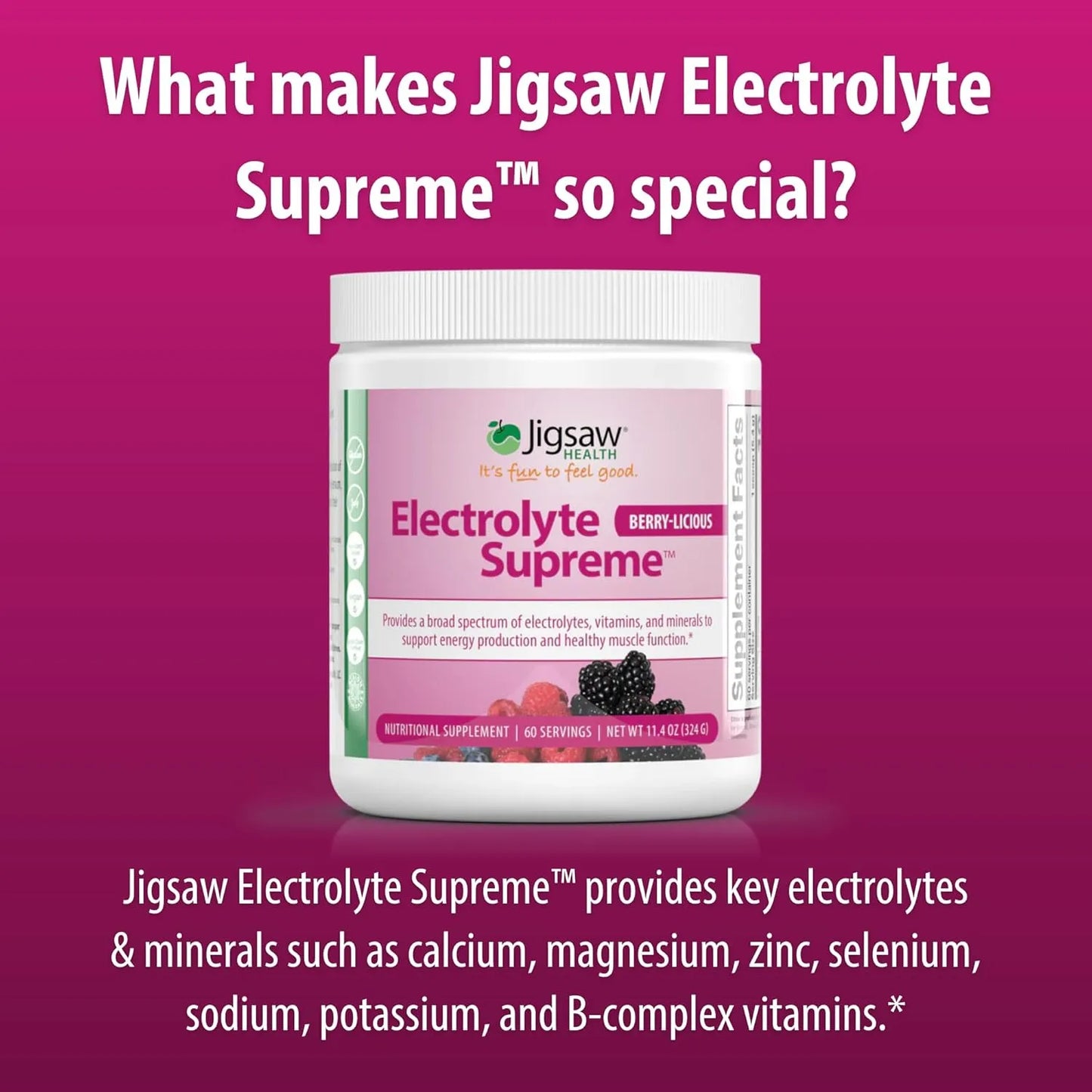 Electrolitos Sabor Bayas En Polvo 60 Paquetes Jigsaw Health Hidratación Energía