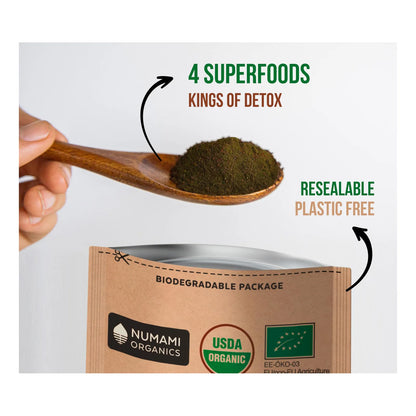 Batido De Arándanos En Polvo Orgánico Con Espirulina Superalimento Premium