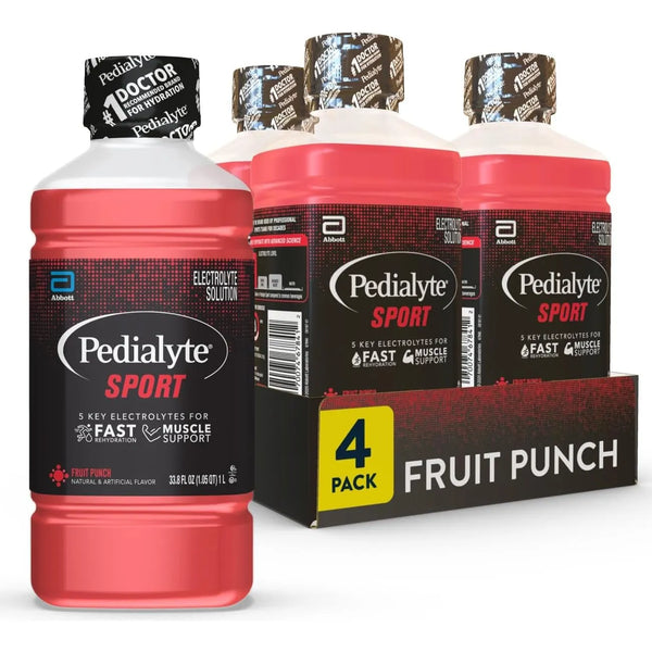Bebida Deportiva Hidratante Con Electrolitos Ponche De Frutas Pedialyte Sport 1L Paquete De 4