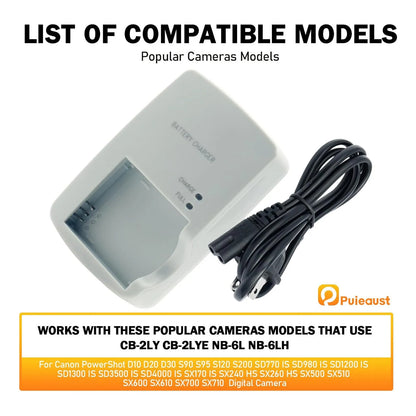 Cargador Bateria Canon Nb 6l Compatible Powershot D10 D20 Carga Rapida Segura