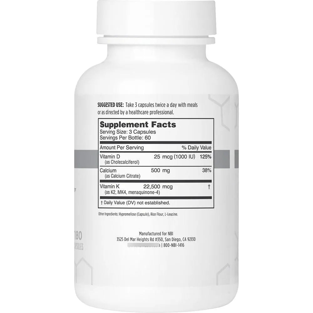 Osteo K Bone Support Vitamina D K2 Y Citrato De Calcio 180 Cápsulas