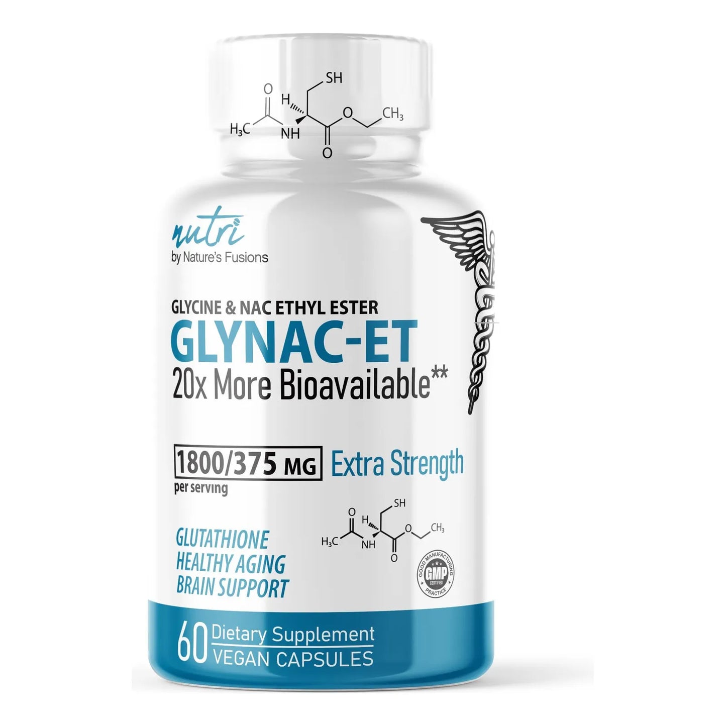 Natures Fusions NAC Ethyl Ester Con Glicina Suplemento Antioxidante Potente 375mg NACET 1800mg