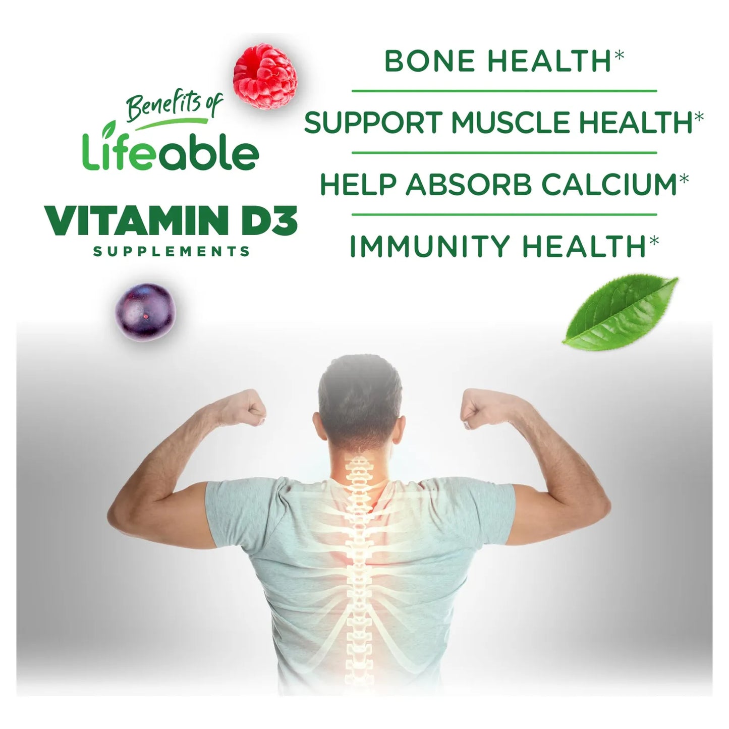 Gomitas Vitamina D3 10000IU Sabor Fresa Fortalece Huesos E Inmunidad 90 Unidades