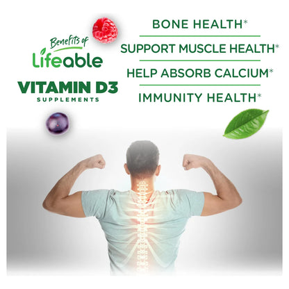 Gomitas Vitamina D3 10000IU Sabor Fresa Fortalece Huesos E Inmunidad 90 Unidades