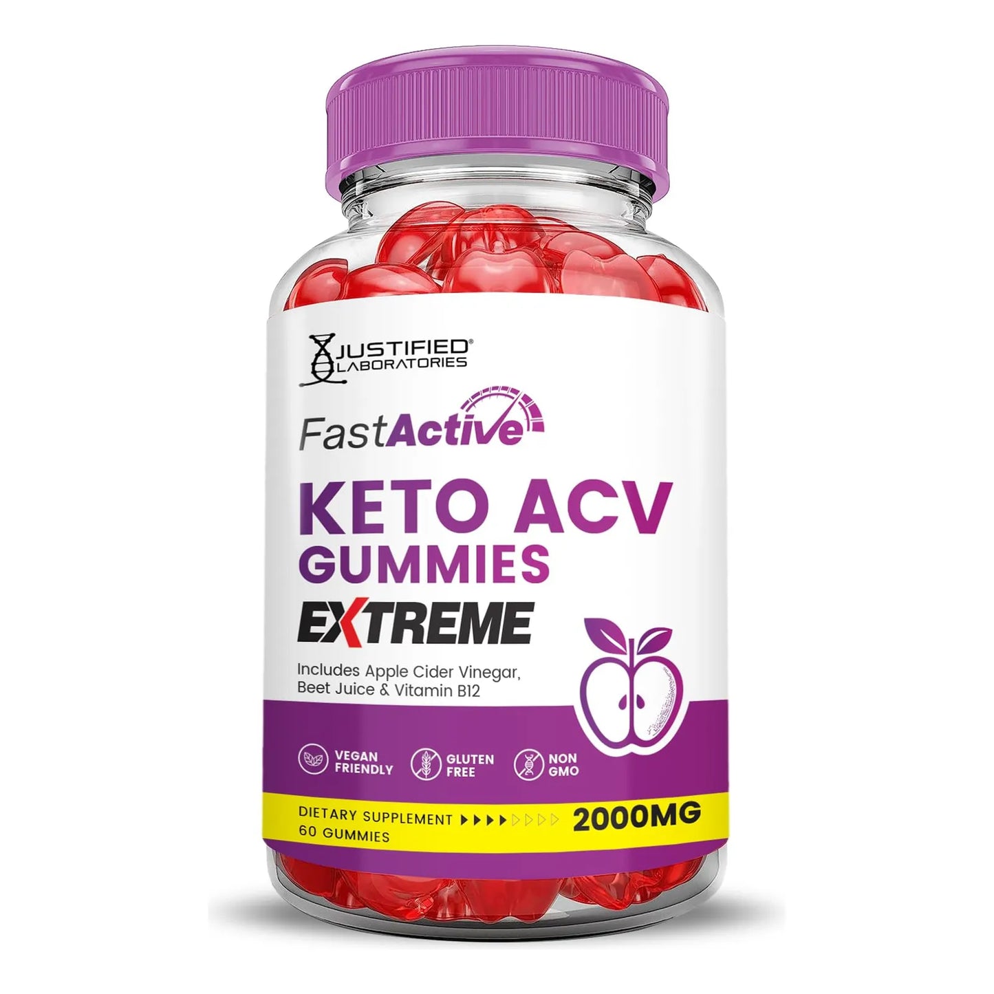 Gomitas Fast Active Keto ACV Extreme 2000 Mg Con Jugo De Granada Y Vitamina B12