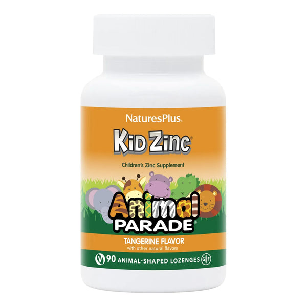 NaturesPlus Animal Parade KidZinc Sabor Mandarina 90 Pastillas Zinc Quelado Para Niños