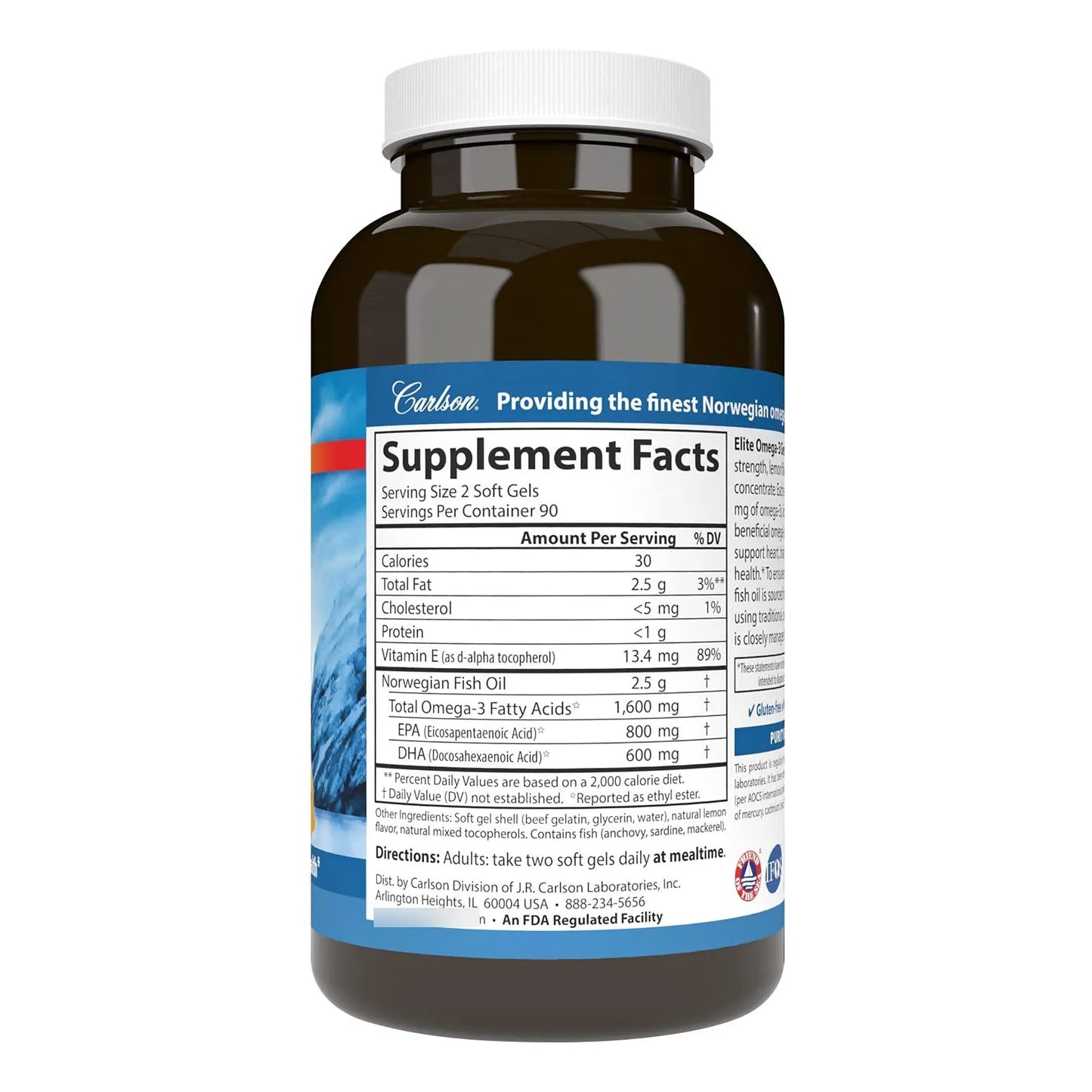 Gemas Elite Omega 3 1600 Mg Soporte Corazon Cerebro Vision 180 Geles Blandos