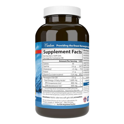 Gemas Elite Omega 3 1600 Mg Soporte Corazon Cerebro Vision 180 Geles Blandos
