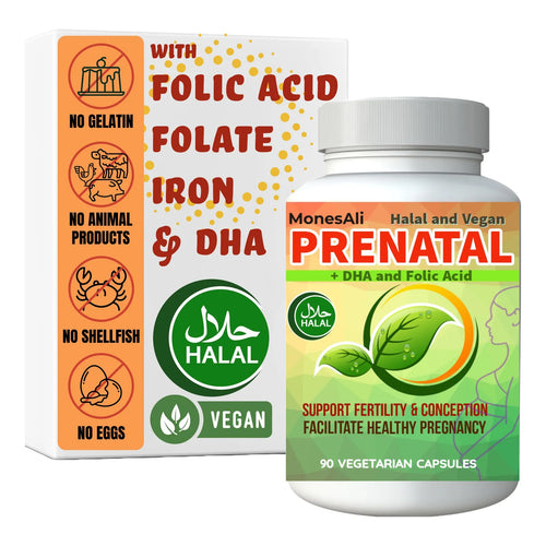 Vitaminas Prenatales Halal Con DHA Ácido Fólico Y Hierro Gomitas Sabor Naranja