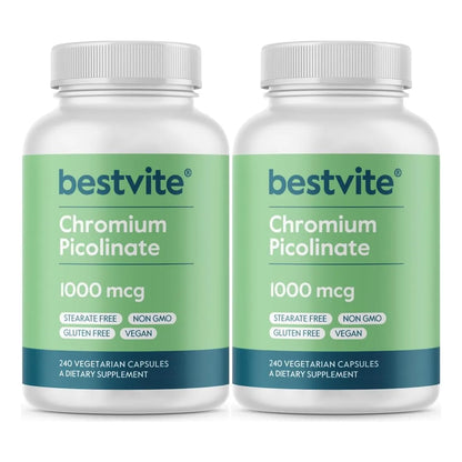 Picolinato De Cromo 1000mcg 480 Capsulas Vegano Sin Gluten Bestvite
